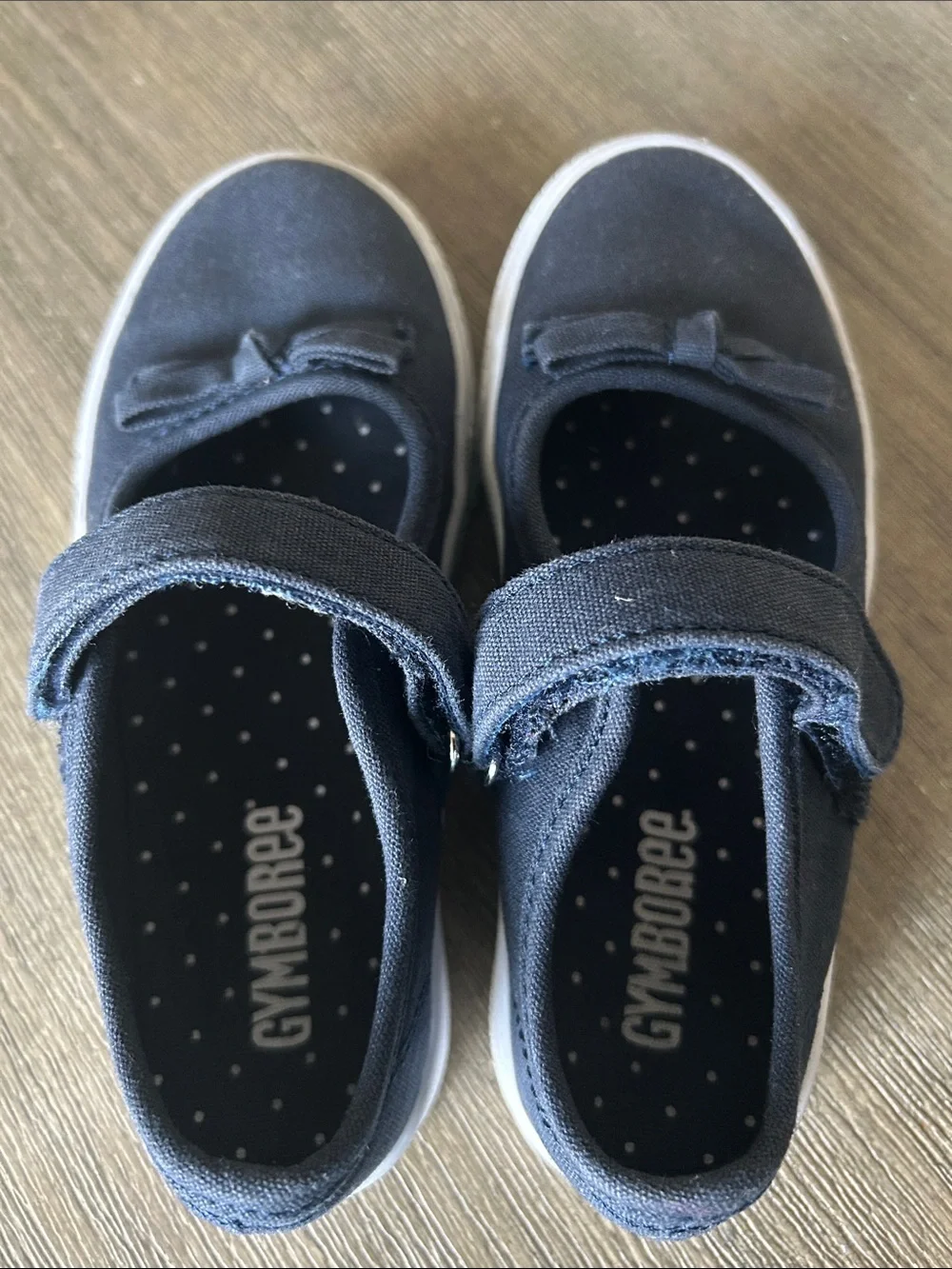 Gymboree Dark Blue Canvas Mary Jane Shoes with Bow, Like New, Sz. 11.